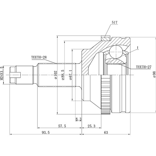 Z88317R — ZIKMAR — CV Joint Kit, Outer